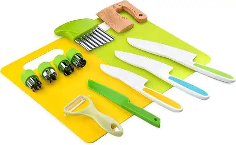 17/13 pcs Kitchen Tools, Wooden Kids Knife for Cooking and Safe Cutting Veggies Fruits, Kids Cooking Sets Real Kids Cooking Sets