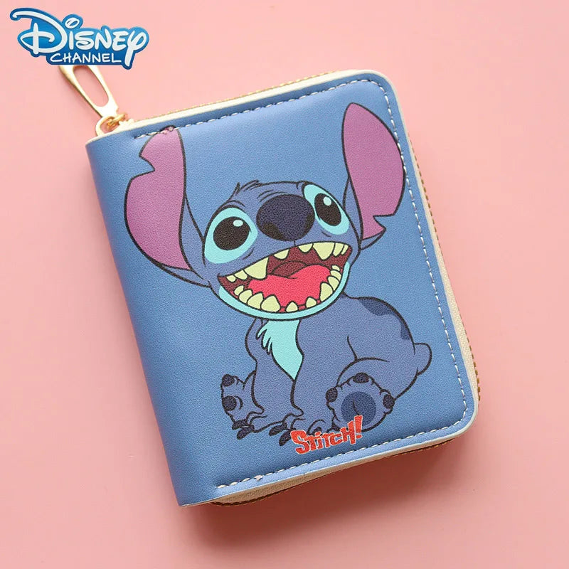 Disney Stitch Wallet Anime Movie Lilo & Stitch Short Zipper Wallet ID Card Bank Card Holder Kids Bag Coin Purse Birthday Gifts