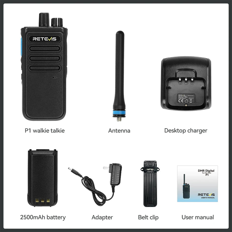 Retevis P1 DMR Digital Walkie Talkie Long Range Communication Radio Professional Walkie-Talkie UHF DMR Two-way Radio Transceiver