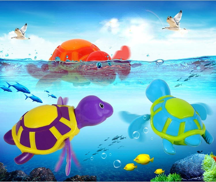 Single Sale Cute Cartoon Animal Tortoise Classic Baby Water Toy Infant Swim Turtle Wound-up Chain Clockwork Kids Beach Bath Toys