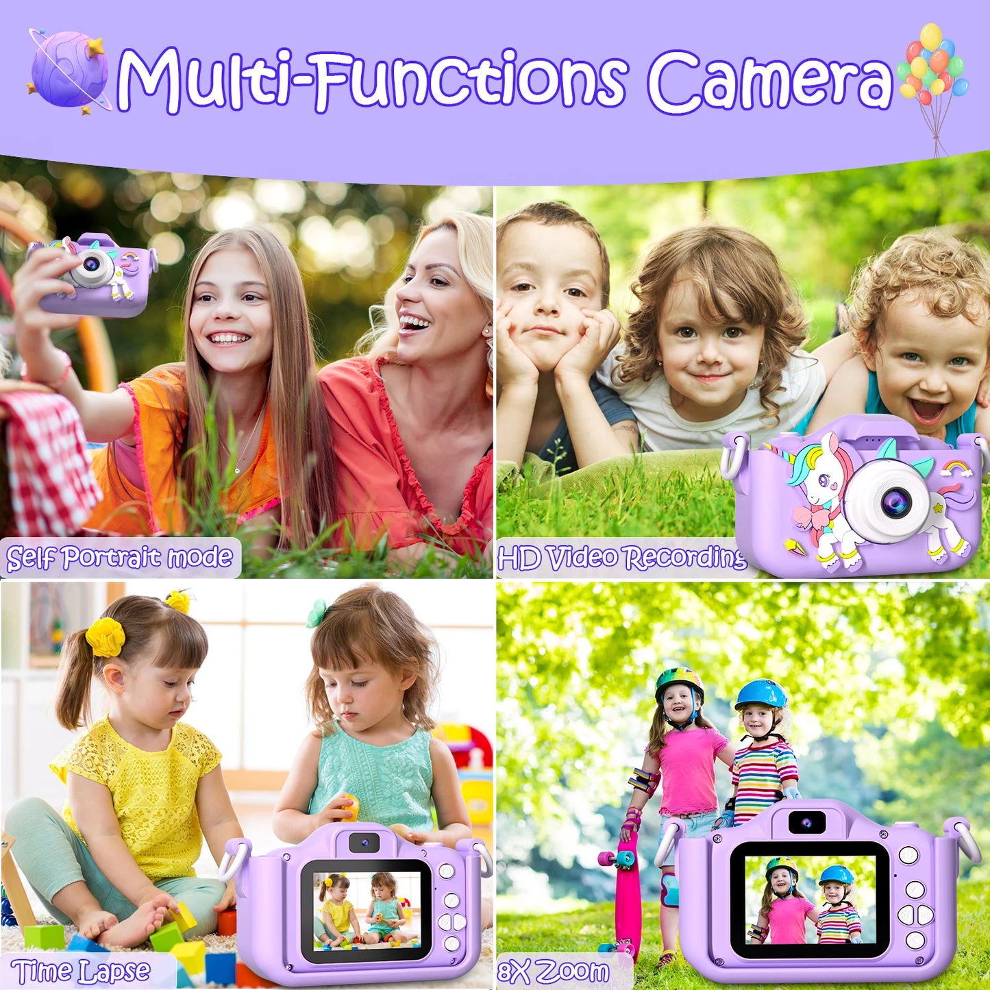 Mini Camera Kids Camera Toys For Boys/Girls, Kids Digital Camera For Toddler Video With 32G SD Card for Christmas Birthday Gifts