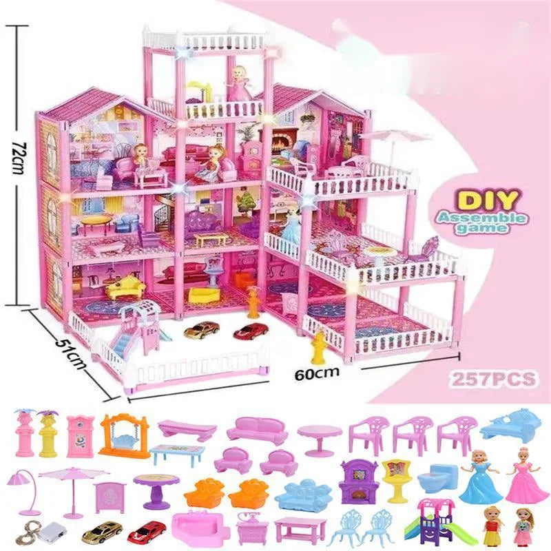 3D Princess Big Villa Handmade Diy Manual Montessori Dollhouses Assembled Children Gifts Puzzle Pretend Doll House Toys New