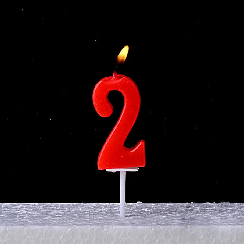 1Pc Number Candles Red Number 0-9 Question Mark Birthday Anniversary Smokeless Candles Cake Topper Decoration Party Supplies