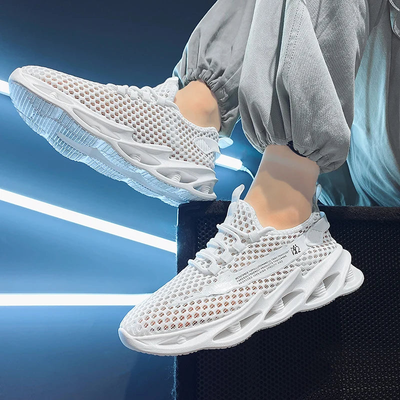 2023 New Summer Sneakers Men Mesh Breathable Running Tennis Shoes Outdoor Sports Tenis Masculino White Casual Walking Shoes