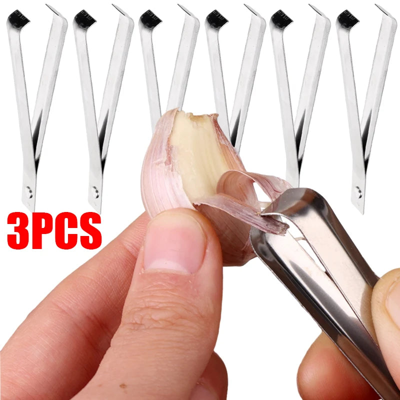 1/3PCS Stainless Steel Garlic Peeler Quickly Garlic Peeling Pig Hair Plucking Clip Manual Tweezers Gadgets Kitchen Accessories