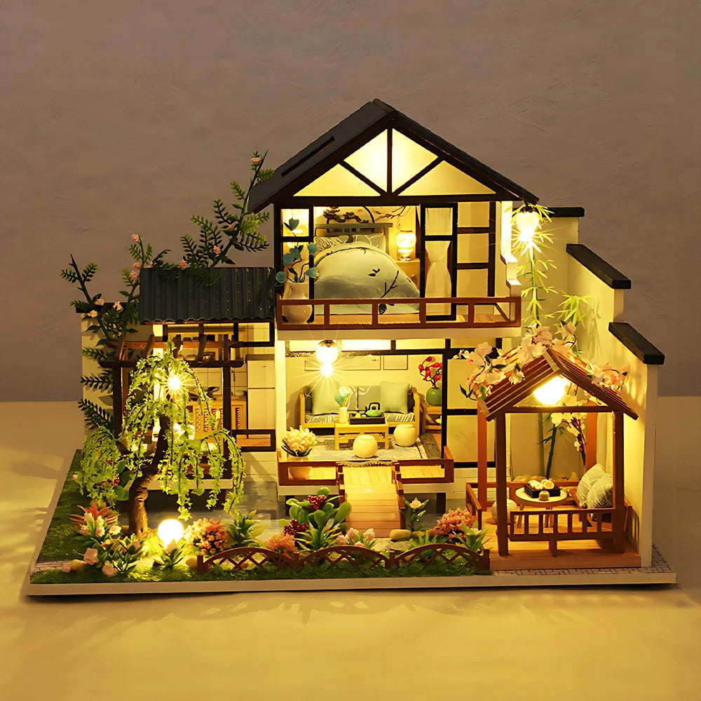 Doll House Kit 3D Wooden Mini Doll House Assembly Building with Furniture Assembling Room Models Christmas Gifts For Kids