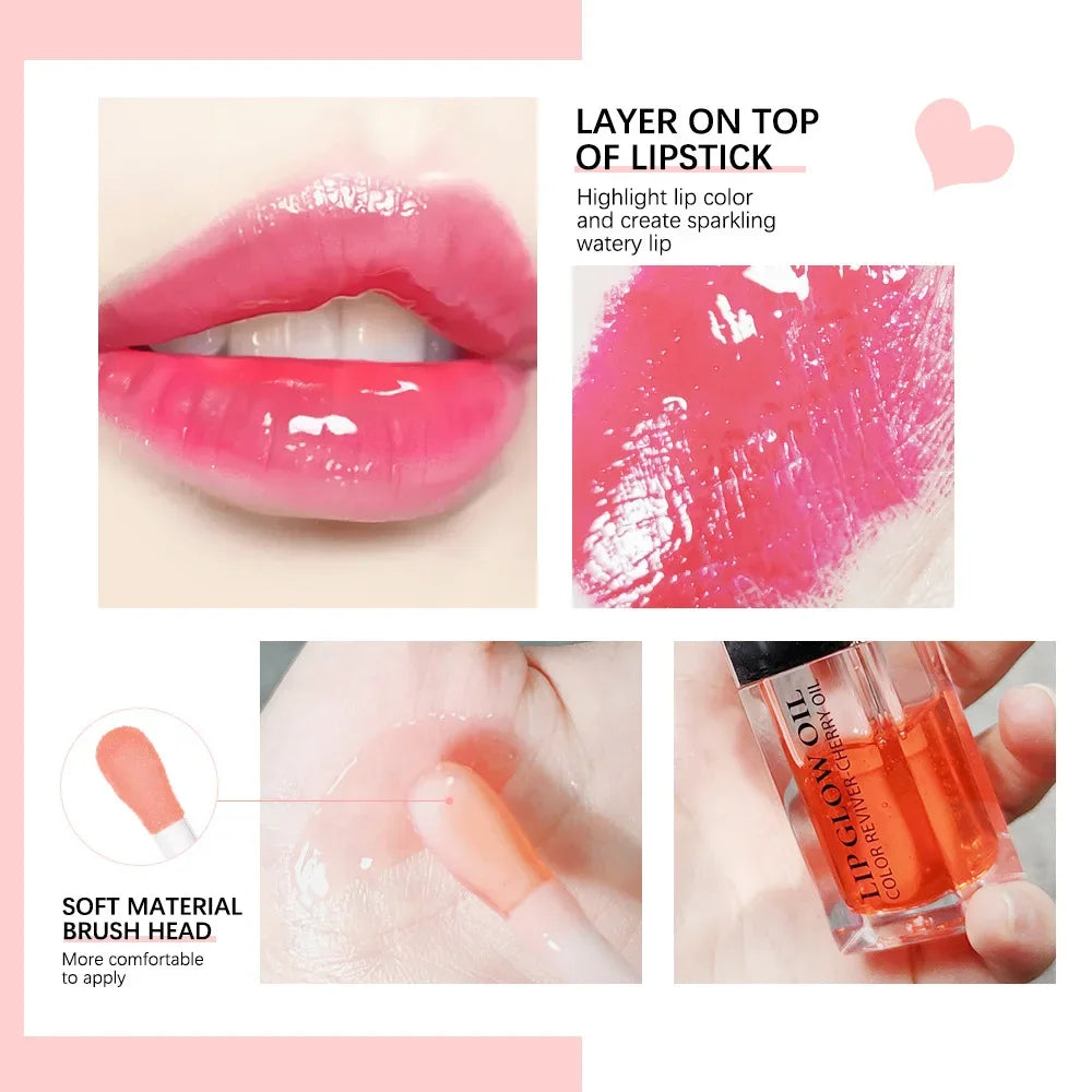 Crystal Jelly Moisturizing Lip Oil Plumping Lip Gloss Makeup Sexy Plump Lip Glow Oil Tinted Lip Plumper 6ml 1 Piece