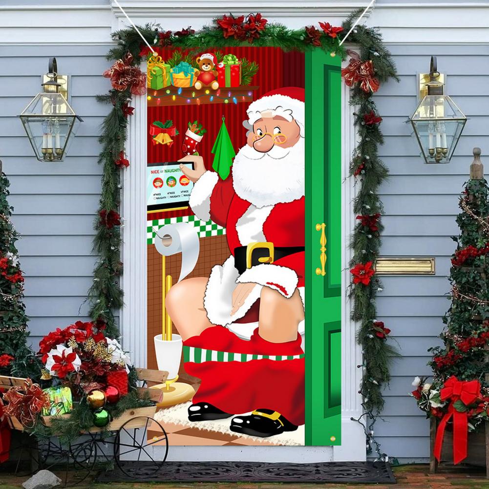 Christmas Door Christmas Door Cover Dog Xmas Tree Gift Decor Outdoor Photo Door Curtain Creative Christmas Hanging Cloth Blanket