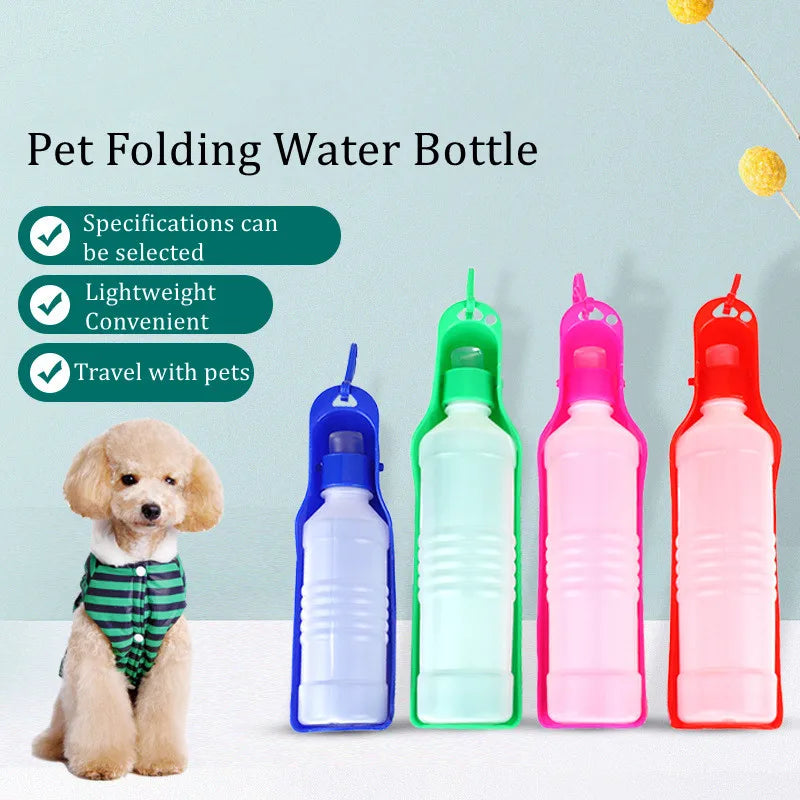 500ML Dog Water Bottle Folding Drinker Plastic Portable Water Bottle Pets Outdoor Travel Drinking Water Feeder Bowl for Dogs