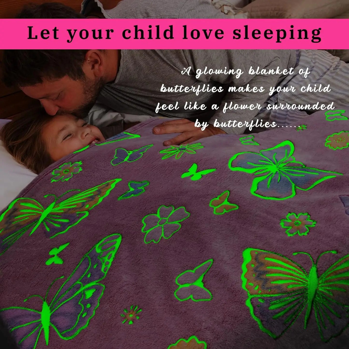 Glow in The Dark Blanket Fuzzy Cozy Warm Soft Throw Blanket for Couch Bed Sofa, Girl Toys Butterfly Blankets for Teens Unique Bi