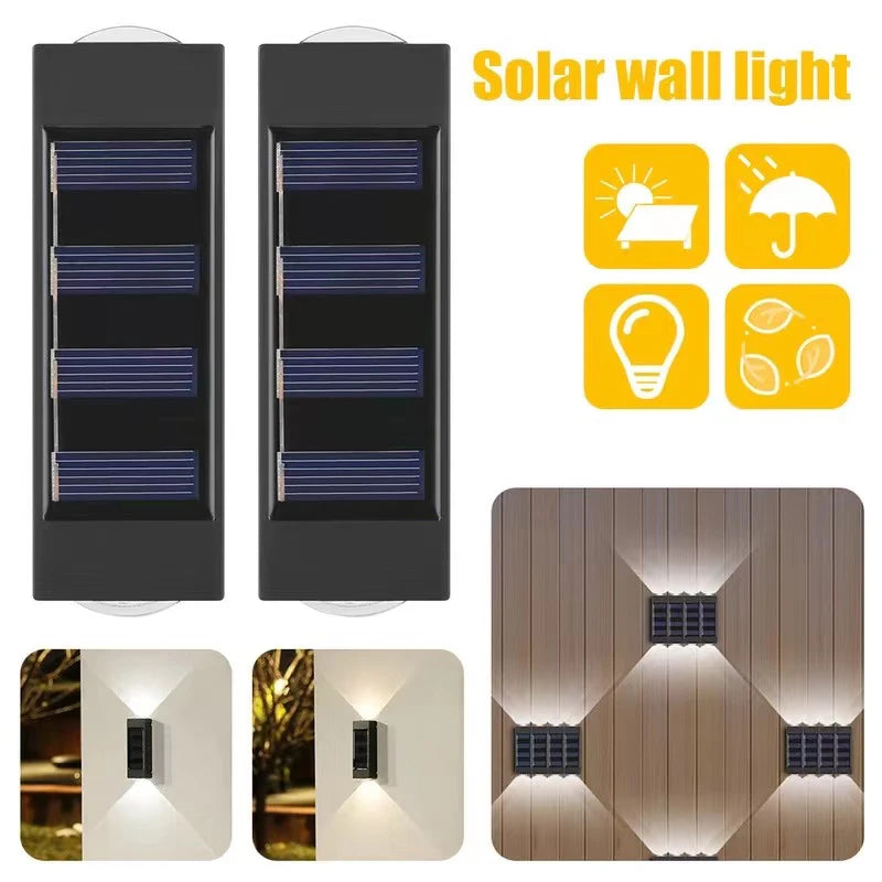 Solar Wall Lights Outdoor Warm/White Solar Wall Mount Porch Lamp Up And Down Lighting For Garden Street Landscape Balcony Patio