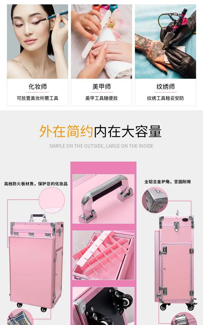 New Beauty Make Up Tattoo Nail Multilayer Toolbox Storage Organizer Suitcase Bag Makeup Box Artist Professional Cosmetic Cases