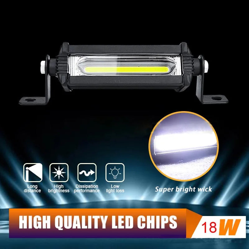 Car LED Work Light 12V 24V LED Spotlight Work Light Bar 6500K Strip Spot Fog Lamp For Auto Truck Lorry Trailer SUV Vehicle