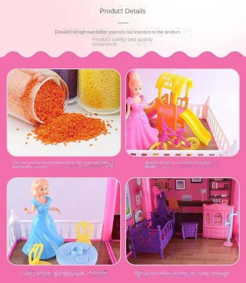 3D Princess Big Villa Handmade Diy Manual Montessori Dollhouses Assembled Children Gifts Puzzle Pretend Doll House Toys New