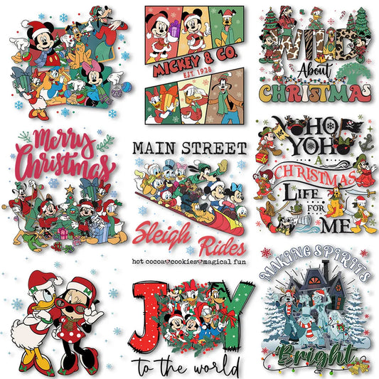 Mickey Minnie Christmas Iron on Decals for Clothes Heat transfer Stickers Thermal Patches on Tshirts