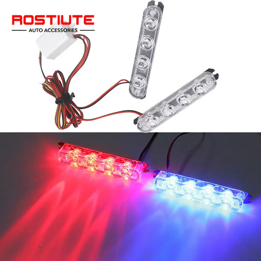 2PCS Police Strobe Lights Red Blue Flasher Auto Stroboscopes LED Strobe Light Automotive Emergency Warning Lamp For Motorcycle