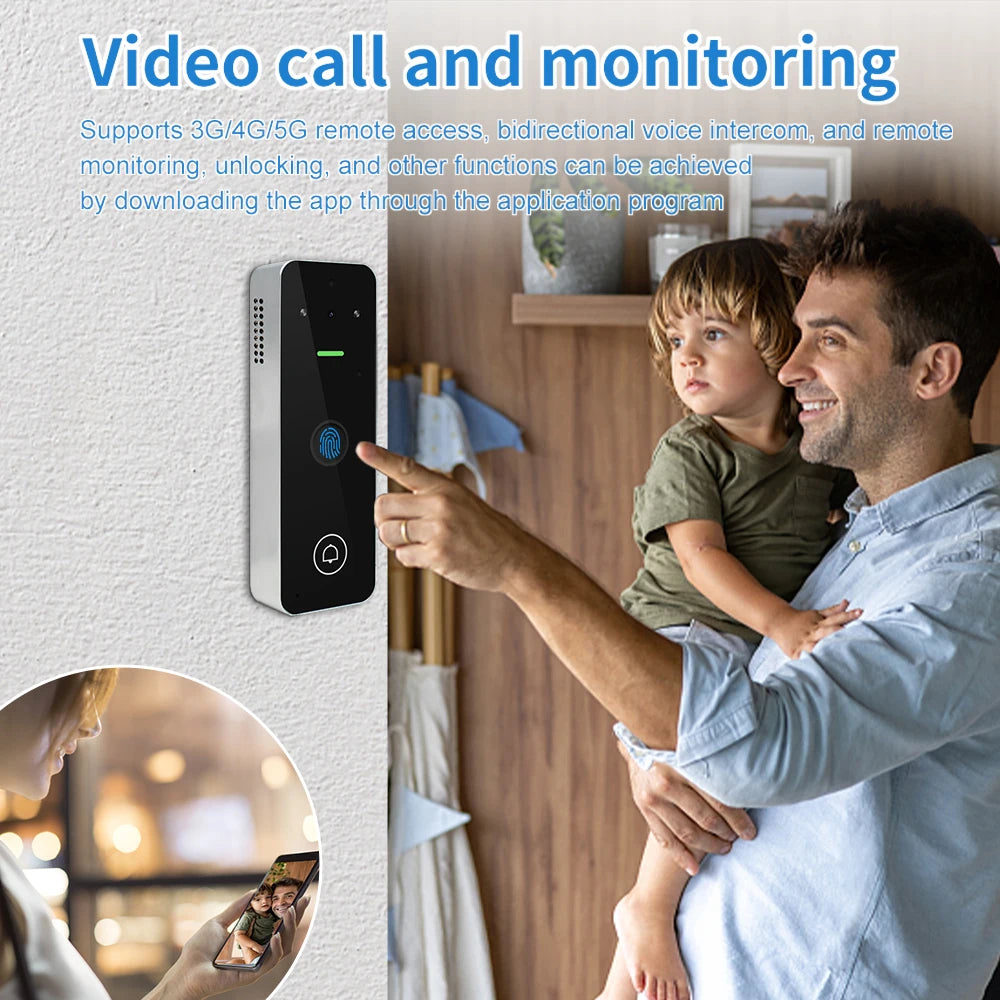 Wifi Home Video Intercom 1080P Video Doorbell Camera Biometric Fingerprint Access Control System Apartment Tuya Smart Life IP65