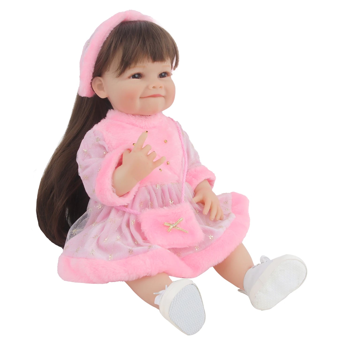 55CM 22 Inches Baby Reborn Girl Doll Full Body Soft Silicone Cute Newborn Dolls With Shoes,Clothes Girl's Best Gift Festival Toy