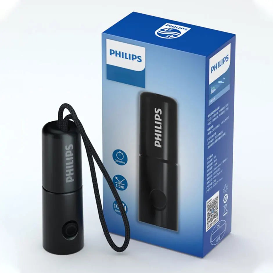 Philips 7cm Mini EDC Flashlight 300 Lumens Rechargeable LED Light with  Battery Portable Outdoor Lighting for Camping