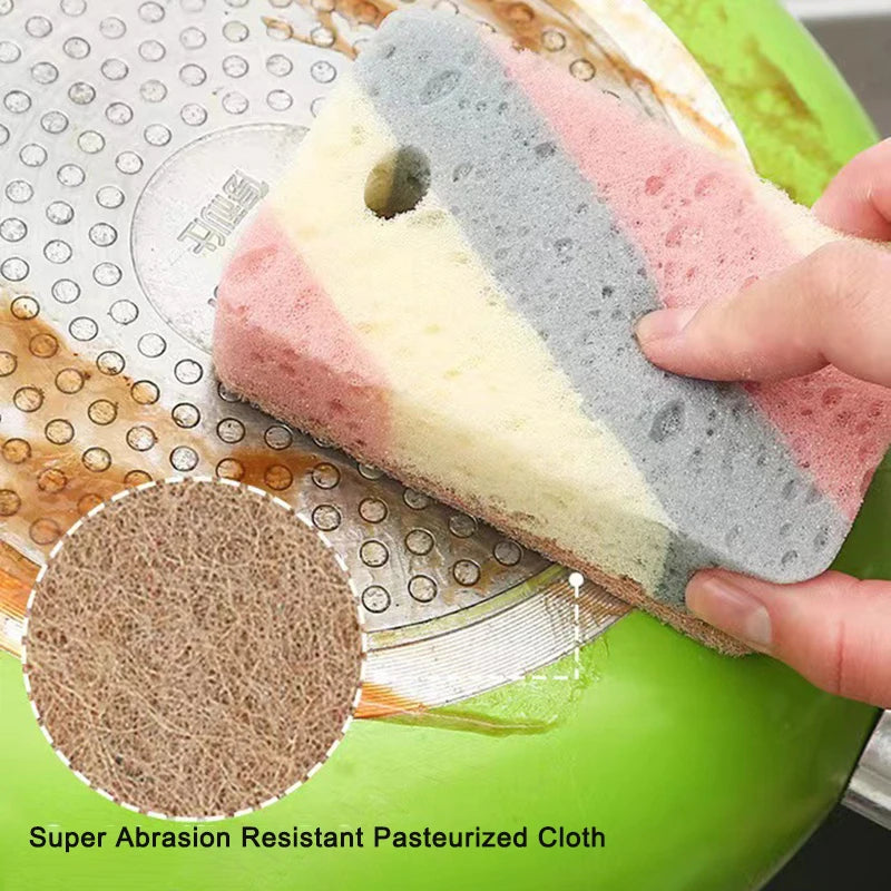 5/10Pcs Dishwashing Sponge Wood Pulp Cotton Color Magic Cleaning Sponge Remove Rust Pot Brushes Kitchen Washing Tool