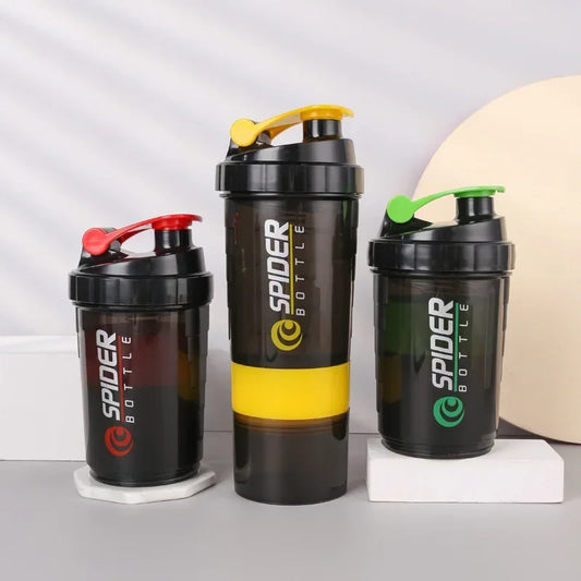 3 Layer Shaker Bottle Protein Powder Cup Sports Mixer Protein Shaker Water Bottles with Shaker Ball Protein Shakers 550ML