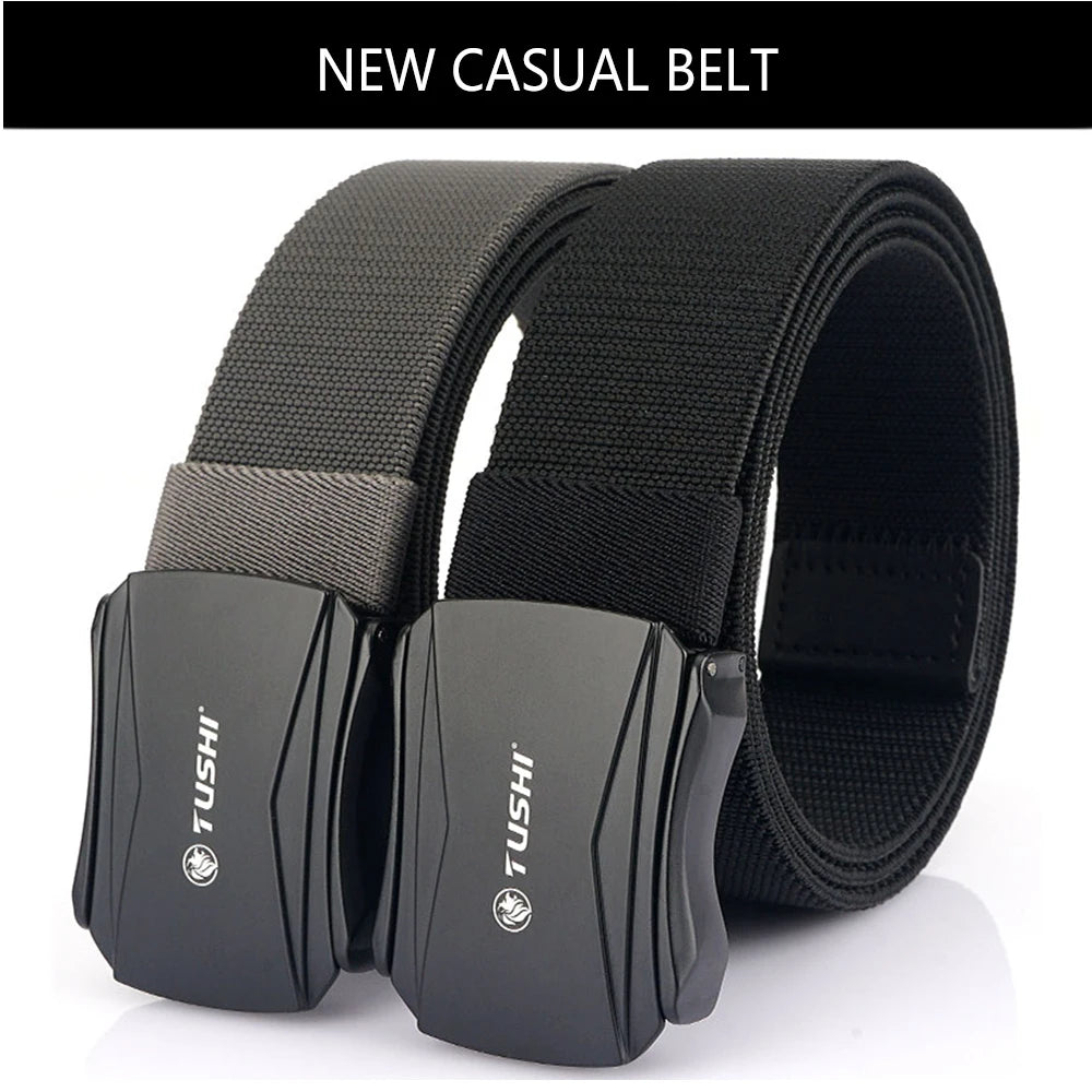 TUSHI New Tactical Belt Military Hiking Work Belt with Heavy Duty Quick Release Buckle New Aluminum Alloy Men's Elastic Belts