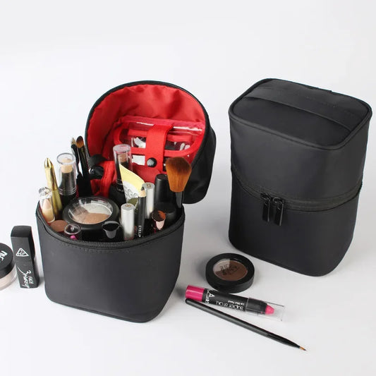 Travel Barrel Cosmetic Bag Shaped Nylon Women Waterproof Professional Makeup Artist Storage Handbag Zipper Home Make Up Organize