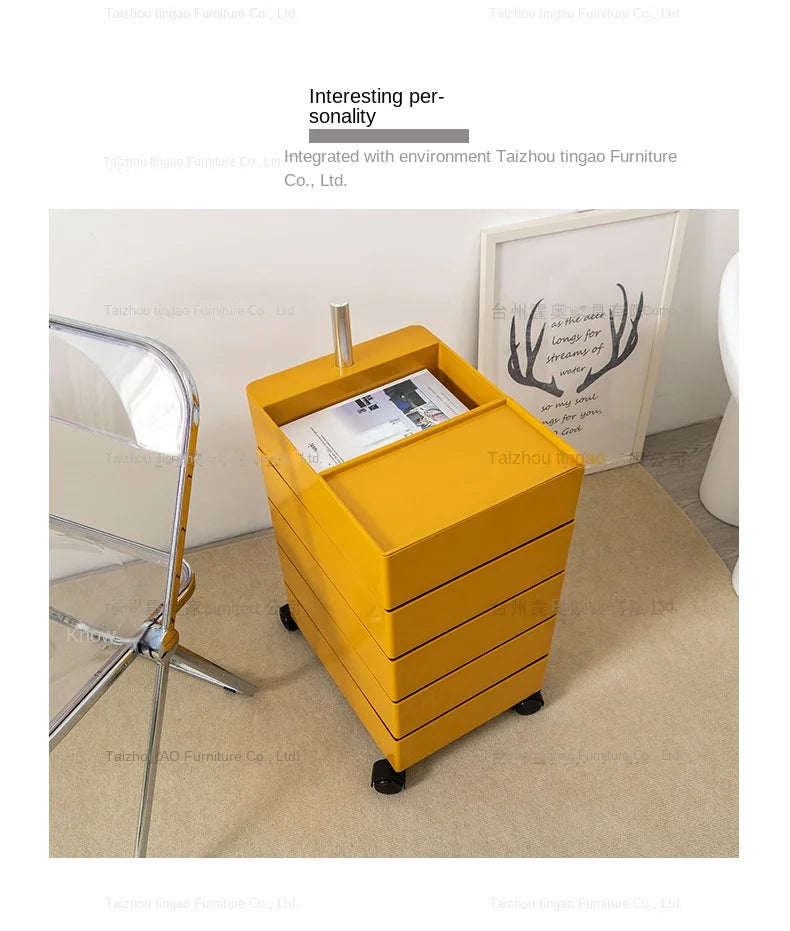 Wuli House Ins Rotating Storage Cabinet Movable Magazine Cabinet 360 Bedside Table Bedroom Roller Cart Cosmetics Multi-layer New