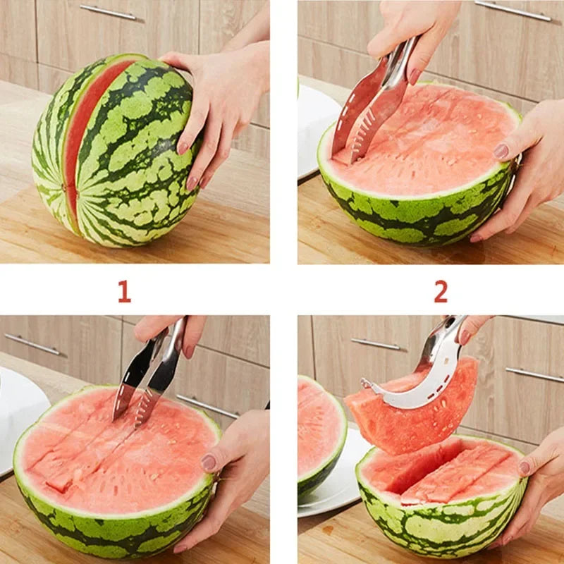 Kitchen Summer Watermelon Artifact Slicing Knife 304 Stainless Steel Knife Corer Fruit And Vegetable Tools Watermelon Clip