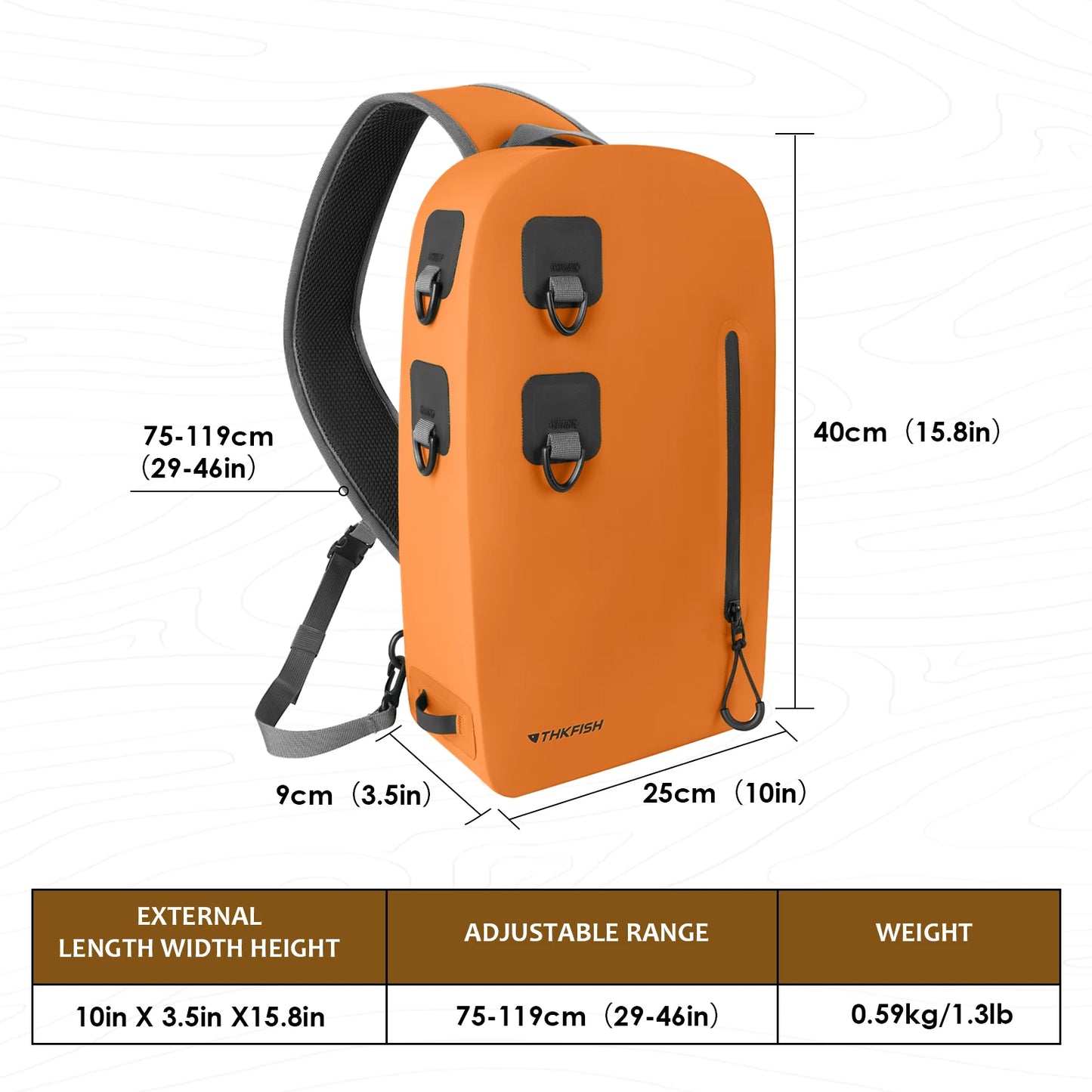 Waterproof Backpack for Fishing Trout Fishing Backpack Fly Fishing Sling Pack IPX8 Waterproof Fishing Storage Bag for Fly Fish