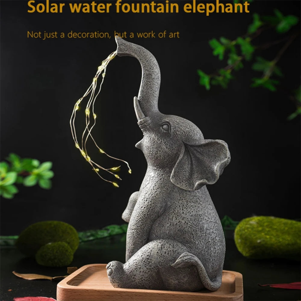 Solar Elephant Statues String Lights for Garden Decor Outdoor Sculptures Lawn Ornaments Birthday Gifts for Mom Grandma Women