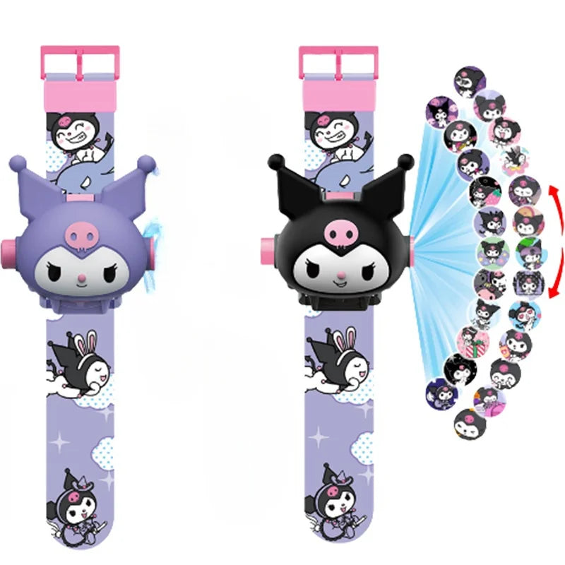 Sanrio Watches Kuromi Hello Kitty Cinnamoroll My Melody Wrist Watch for Kids 3D Projection Electronic Watch Children's Toys Gift