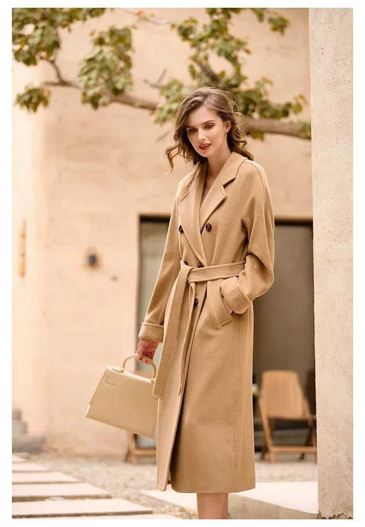 Women's Coat Double-sided 10% Cashmere 90% Wool Women's Long Coat Jacket, 2024 Winter New Long Cashmere Coat Women