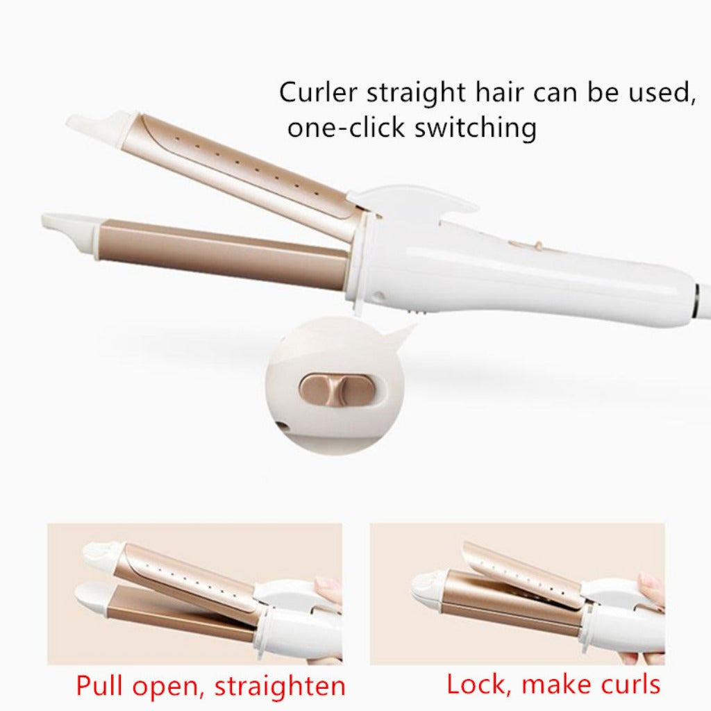 Multifunction 3 In 1 Gold Ceramic Hair Curler Hair Curling Iron Straightener Heated Roller Professional Hair Styling Tools