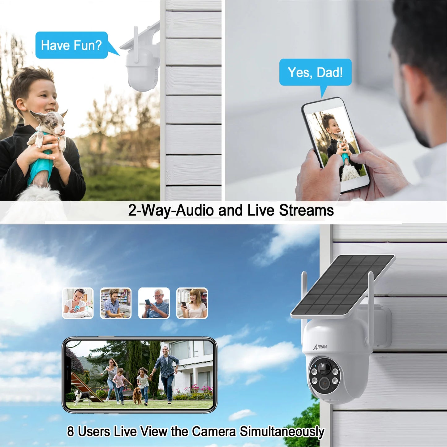 ANRAN 2K 3/5MP Solar Camera 2.4G Wifi Surveillance Security Cameras Home Protection Sloar Battery Cameras PIR Humanoid Detection