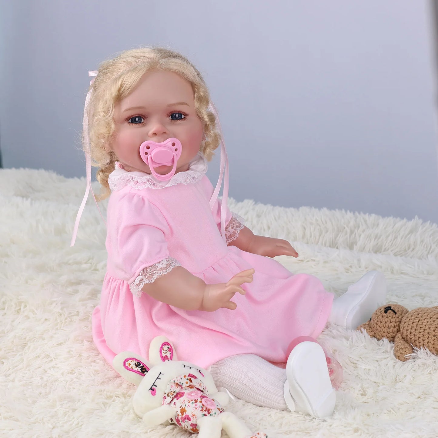 60CM Full Body Girl 24 Inch Reborn Doll Hand-Detailed Painted with Visible Veins Lifelike 3D Skin Tone Toy Gift