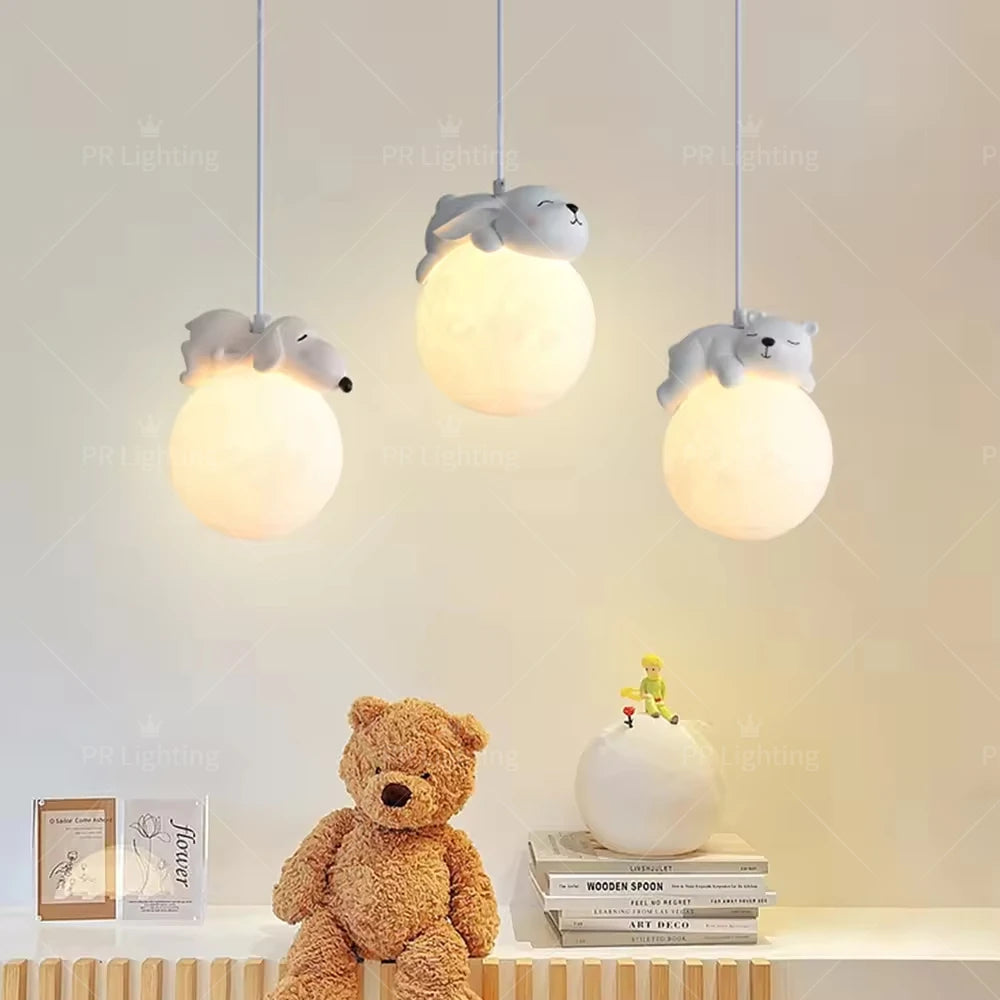 Creative Cartoon Animals LED Hanging Chandelier for Living Room Kid’s Bedroom Bedside Lamps Home-appliance Decor Pendant Lights