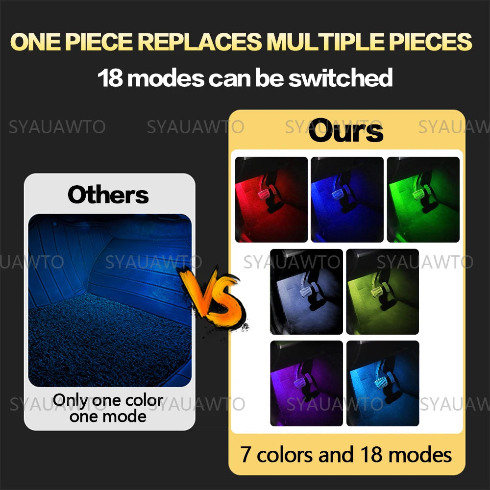 For TESLA Model 3 X Y S 2018 - 2023 LED Car RGB Footwell Lamp Atmosphere Light Interior Decorative Lighting Bulb Accessories