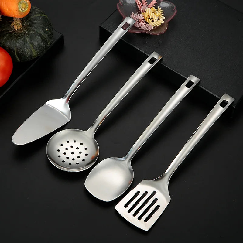 Kitchen Stainless Steel Cooking Utensils Polished Hanging Silver Colander Soup Frying Spatula Simple Household Accessories