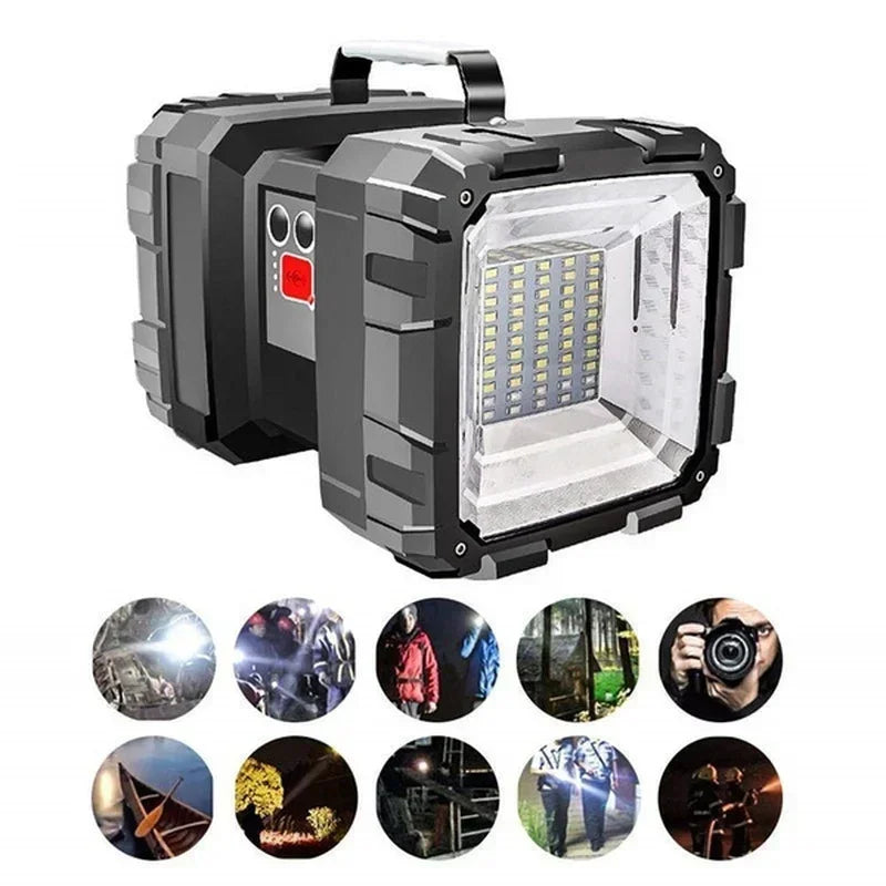 Super Bright XHP100 LED Usb Rechargeable Double Head Searchlight Handheld Flashlight Work Spotlight Floodling Light