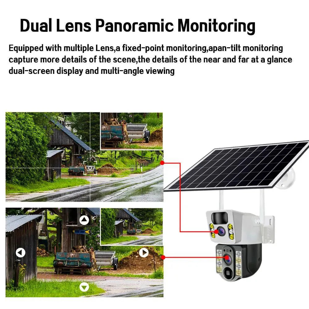 V380 Wireless 4G Sim Card Solar Camera 4K 8MP Dual Lens WiFi Surveillance Camera PIR Security Outdoor Waterproof IP PTZ CCTV