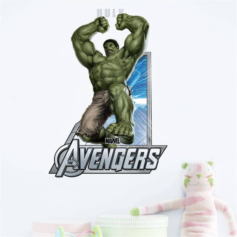 3D Cartoon Hulk Marvel Avengers Wall Stickers For Kids Rooms Living Room Bedroom Wall Decoration SuperHero Movie Poster