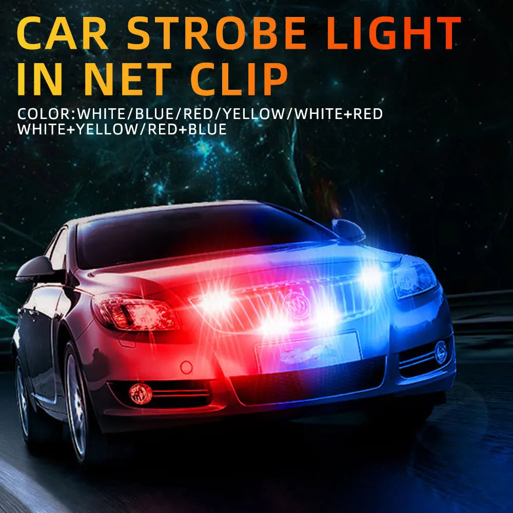 4led Strobe Led warning light police red blue flashing beacon CAR GRILLE SIGNAL LAMP Emergency lights Warning taillights Flasher