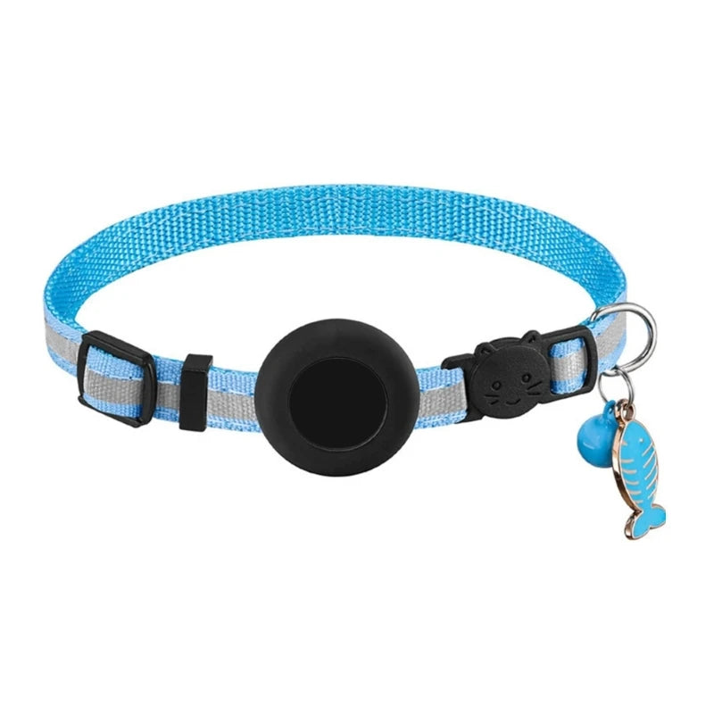 Reflective Cats Collar Waterproof Pet Collar with Tracker-Holder & Bell Breakaway Pet Collar Safety & Adjustable Collar