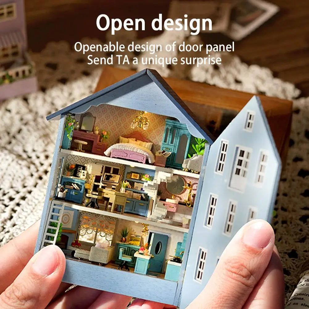 DIY Wooden Miniature Building Kit 3D Doll Houses With Furniture Light Molan Mini Casa Handmade Toys For Girls Gifts E2N8