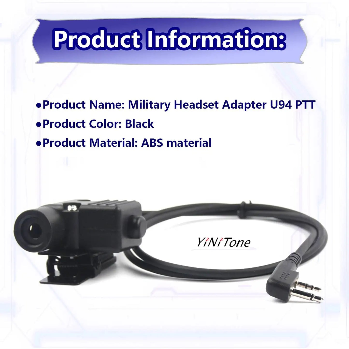 Headset Adapter Push to talk for ICOM IC-V8 V80 V82 Two Way Radio Standard 7.1mm Plug High Strength U94 PTT