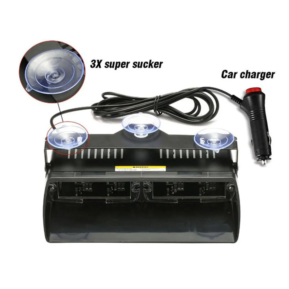 16LED Car Truck Flasher Beacon Warning Lamp 12V Emergency  Strobe Police Light Auto Windshield Flash Lighting Signal Lamps