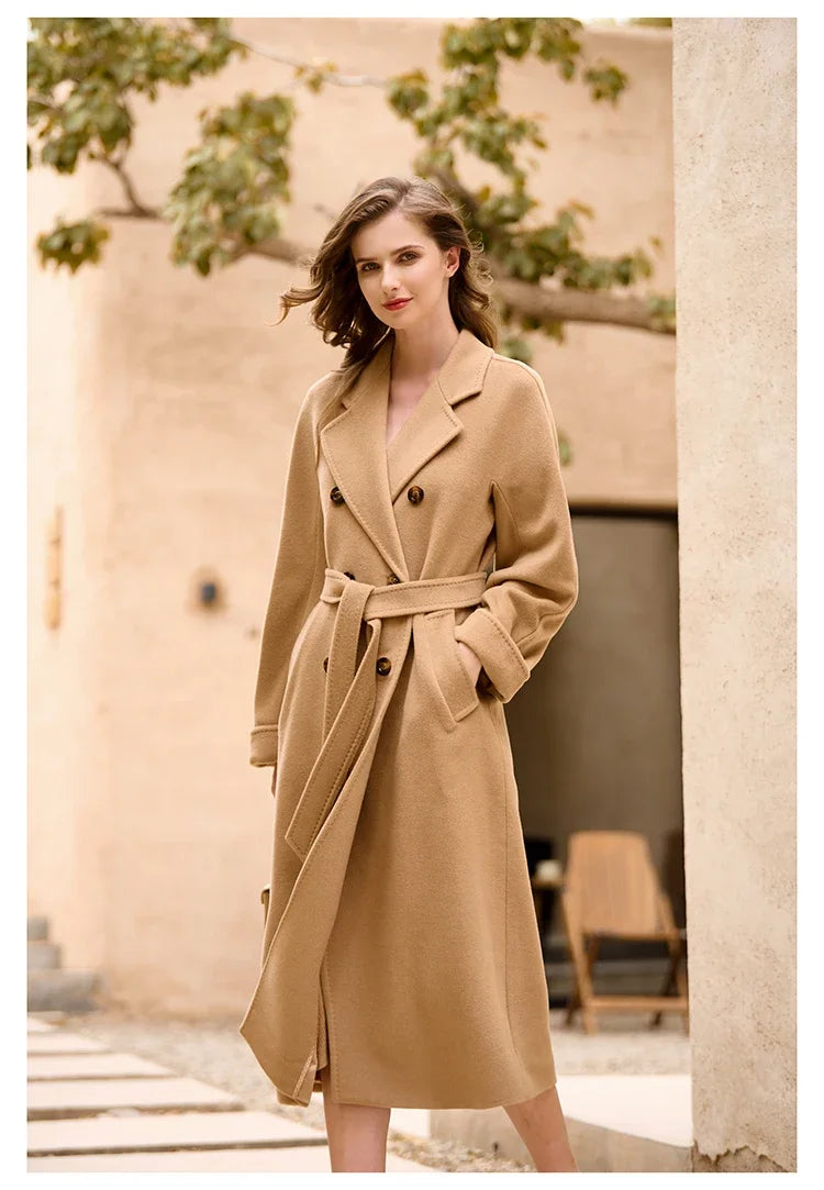 Women's Coat Double-sided 10% Cashmere 90% Wool Women's Long Coat Jacket, 2024 Winter New Long Cashmere Coat Women