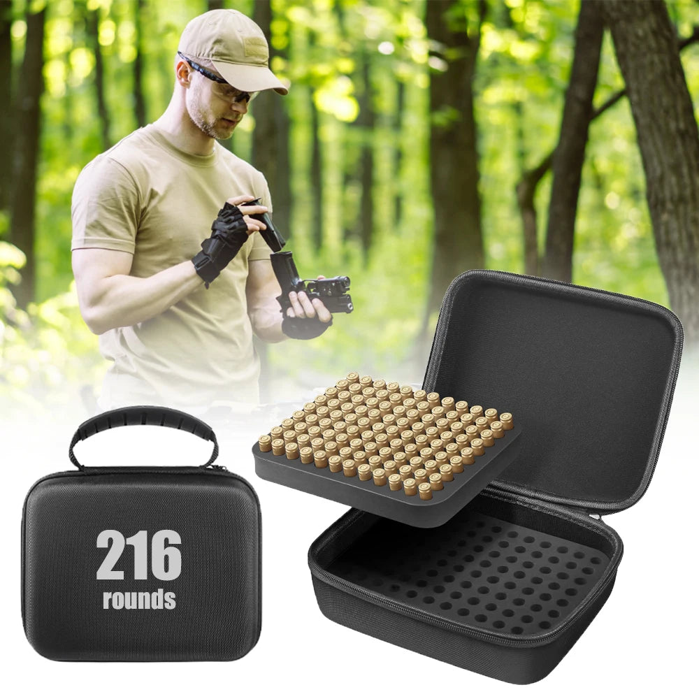 216 Rounds Ammo Pouches Double Layer 9mm Ammo Storage Case Ammo Box Bullet Box Ammunition Handbag Cartridge Storage Case