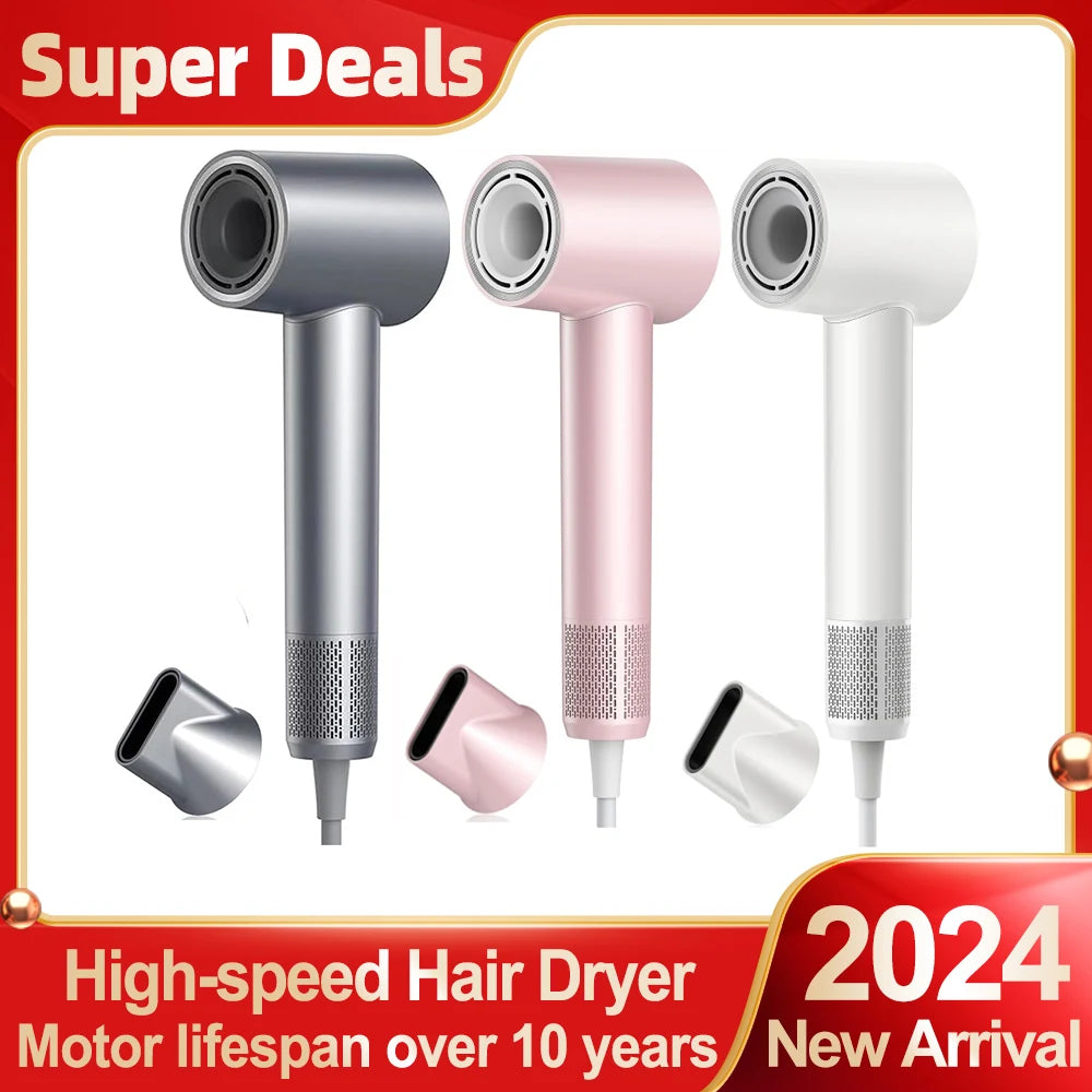 High Speed Hair Dryer ABIR SU9,360° Rotating Magnetic Nozzle,200mil Negative Ions,Low Noise,Blow Dryer 1600W Quick dry for Home